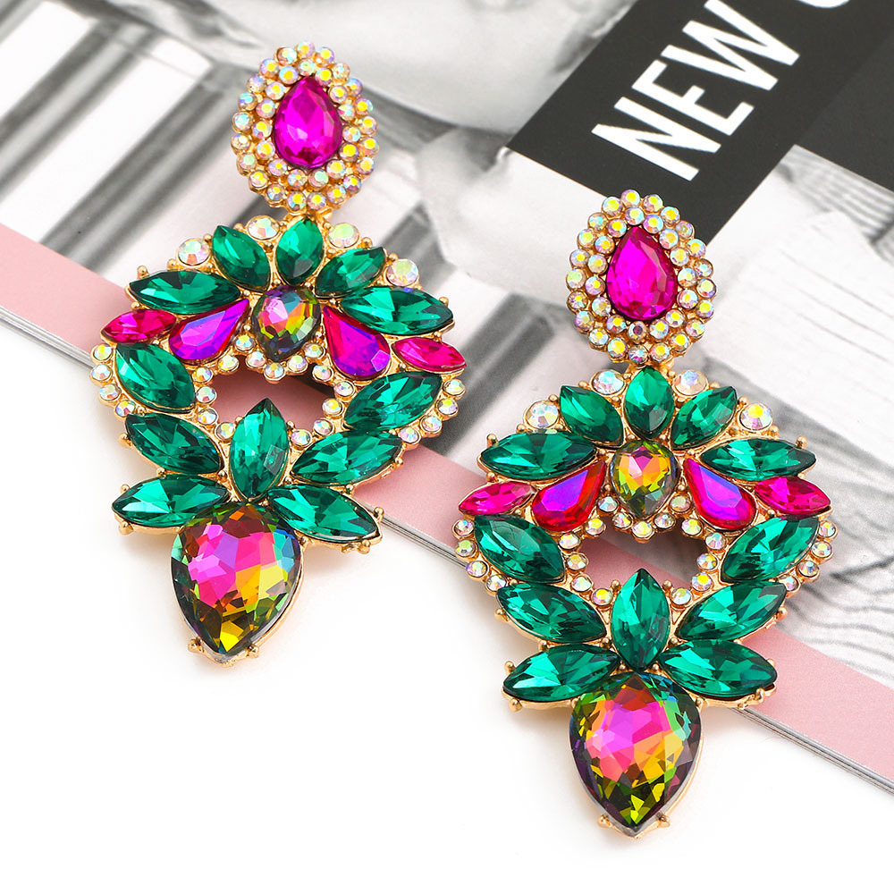 fashion color diamond alloy geometric earringspicture9