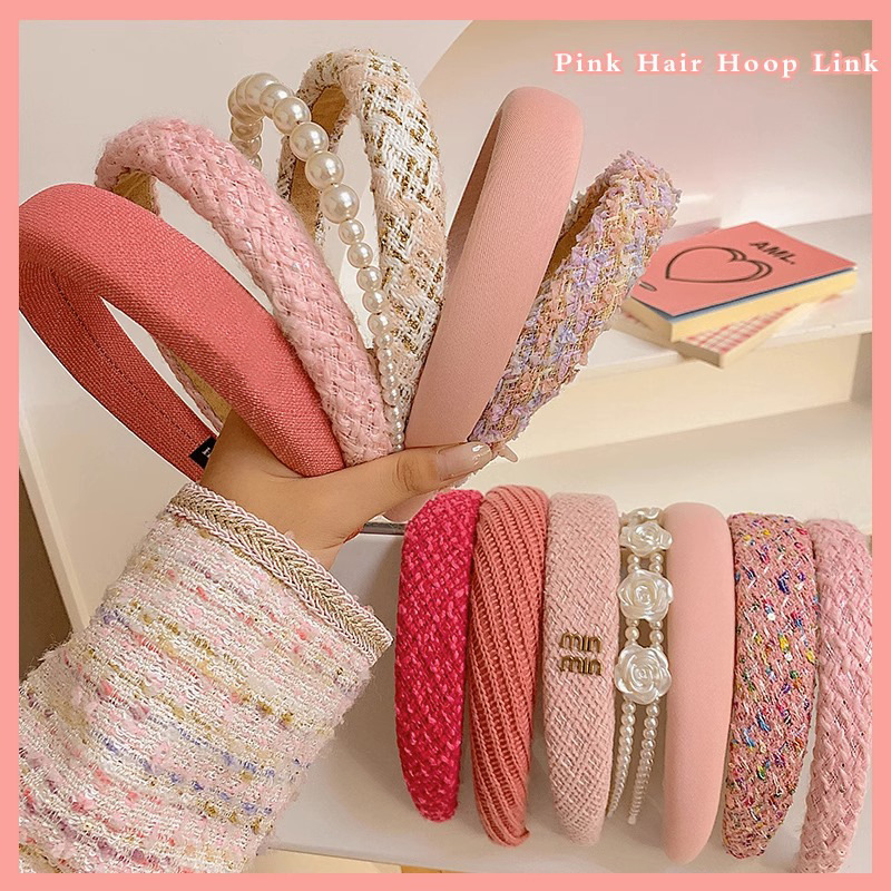 Alto cráneo ancho borde rosa banda de cabello mujer Corea del Sur presión de cabello clip de cabello banda de cabello universal lavado de la cara tocado paquete de cabello