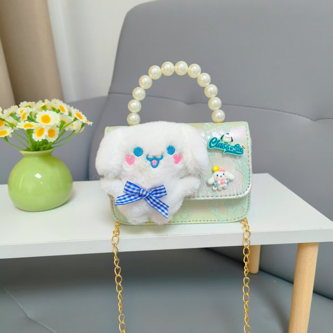 Melody bolso infantil princesa bolso de perla niña billetera de Año Nuevo bolso de hombro cadena
