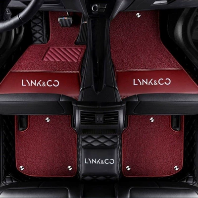 Modelə uyğun ayaqaltı: mats, Lynk & Co 02 floor mats - lynk-co-01-double-layer-pure-black-burgundy-silk-loop