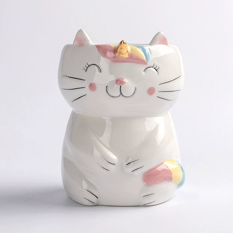 Оптовая продажа серии Rainbow Cat, симпатичная подставка для яиц в форме кошки, креативная керамическая подставка для яиц в форме единорога, кухонная утварь