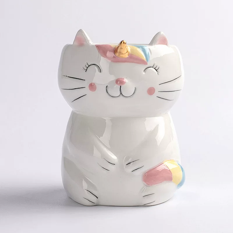 Оптовая продажа серии Rainbow Cat, симпатичная подставка для яиц в форме кошки, креативная керамическая подставка для яиц в форме единорога, кухонная утварь