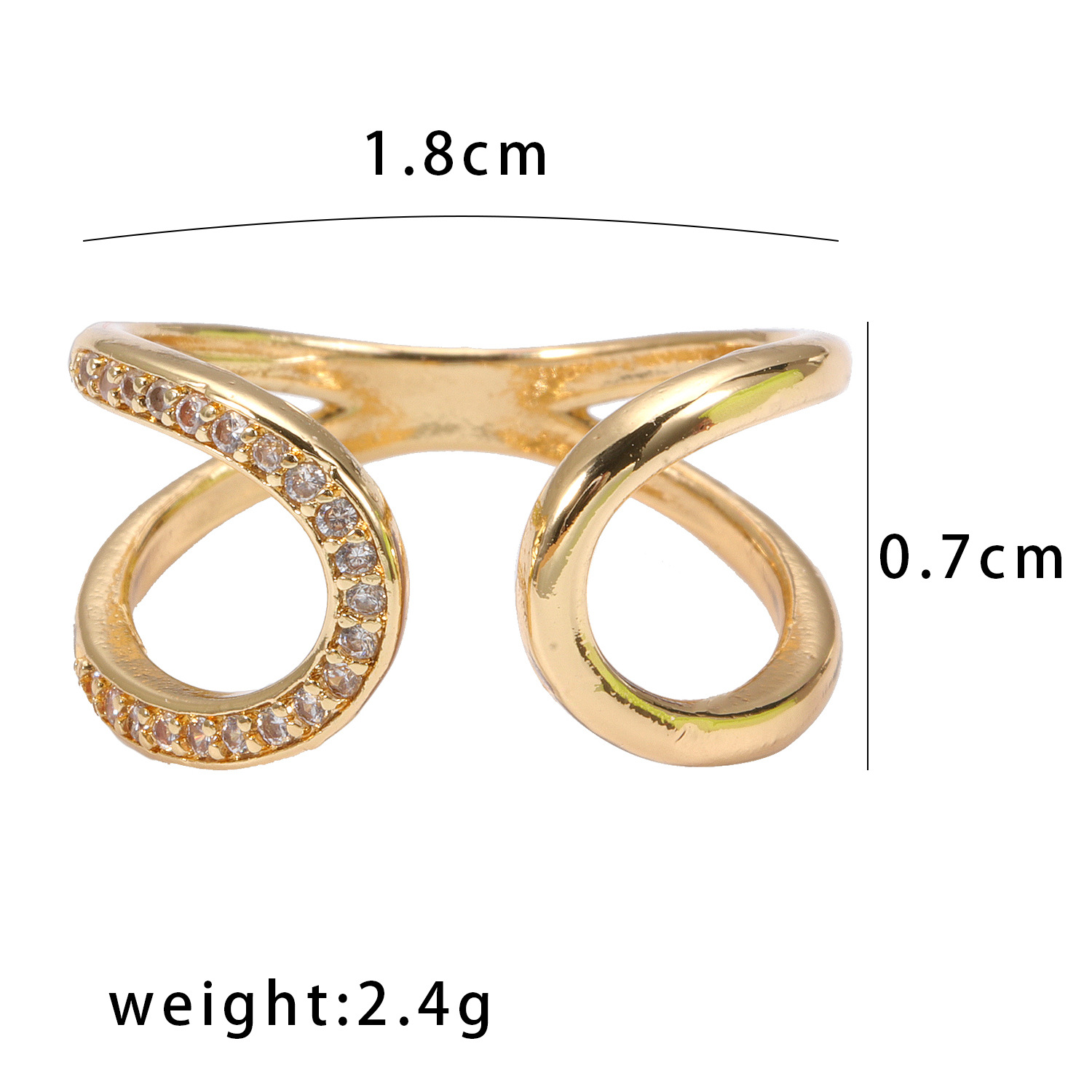 Fashion Cross Zircon Opening Adjustable Ring display picture 1