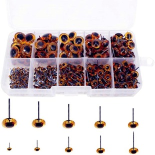 100+Pcs Simulated Brown Glass Eyes 3-10mm Boxed Toy Doll Accessories Handmade Materials Animal Eyes