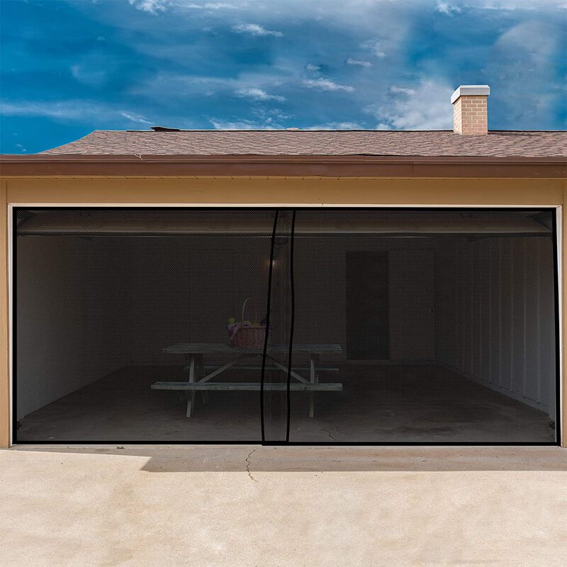 Fiberglass mesh magnetic iron sheet garage screen door is suitable for 2-car garage with installation hardware Fiberglass mesh magnetic iron sheet garage screen door is suitable for 2-car garage with installation hardware