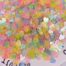 9mm桃心珠片 金葱粉爱心美甲亮片 DIY水晶泥填充物UV滴胶流沙闪片