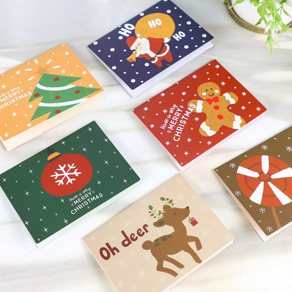 Tarjetas de Navidad escritas a mano Tarjetas de felicitación con sobres Regalos creativos Tarjetas de negocios de dibujos animados retro
