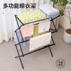 クロスボーダー伸縮折りたたみ物干しラックは、伸縮タオルラックの床置き卸売家庭用の簡単な床置き物干し棒を広げることができます。