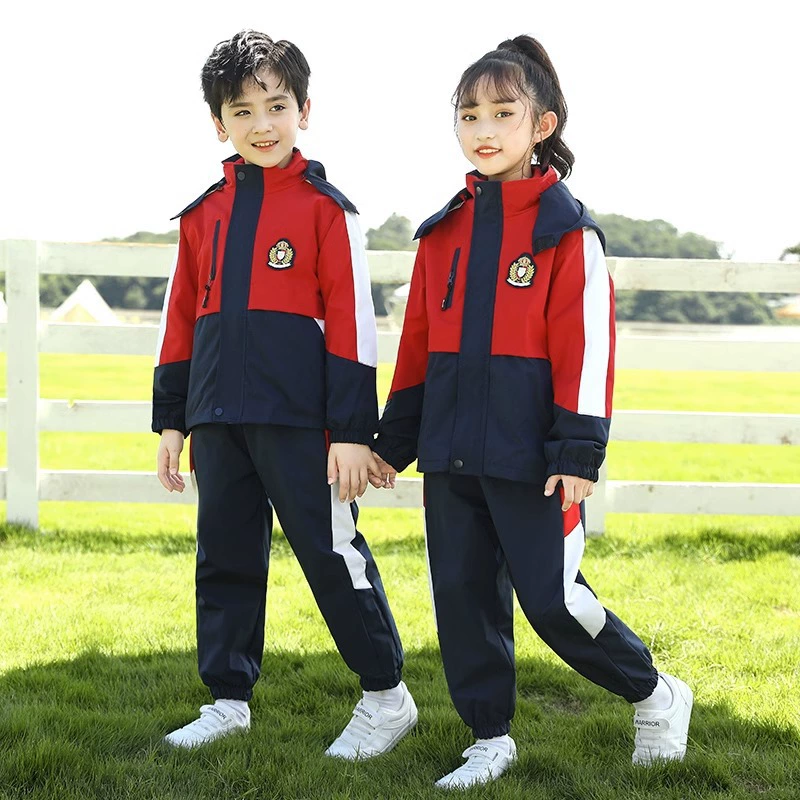 2023 осенне-зимний детский сад Садовая одежда новые мальчики и девочки заряжают одежду на флисовой подкладке из трех частей Начальная школьная форма костюм