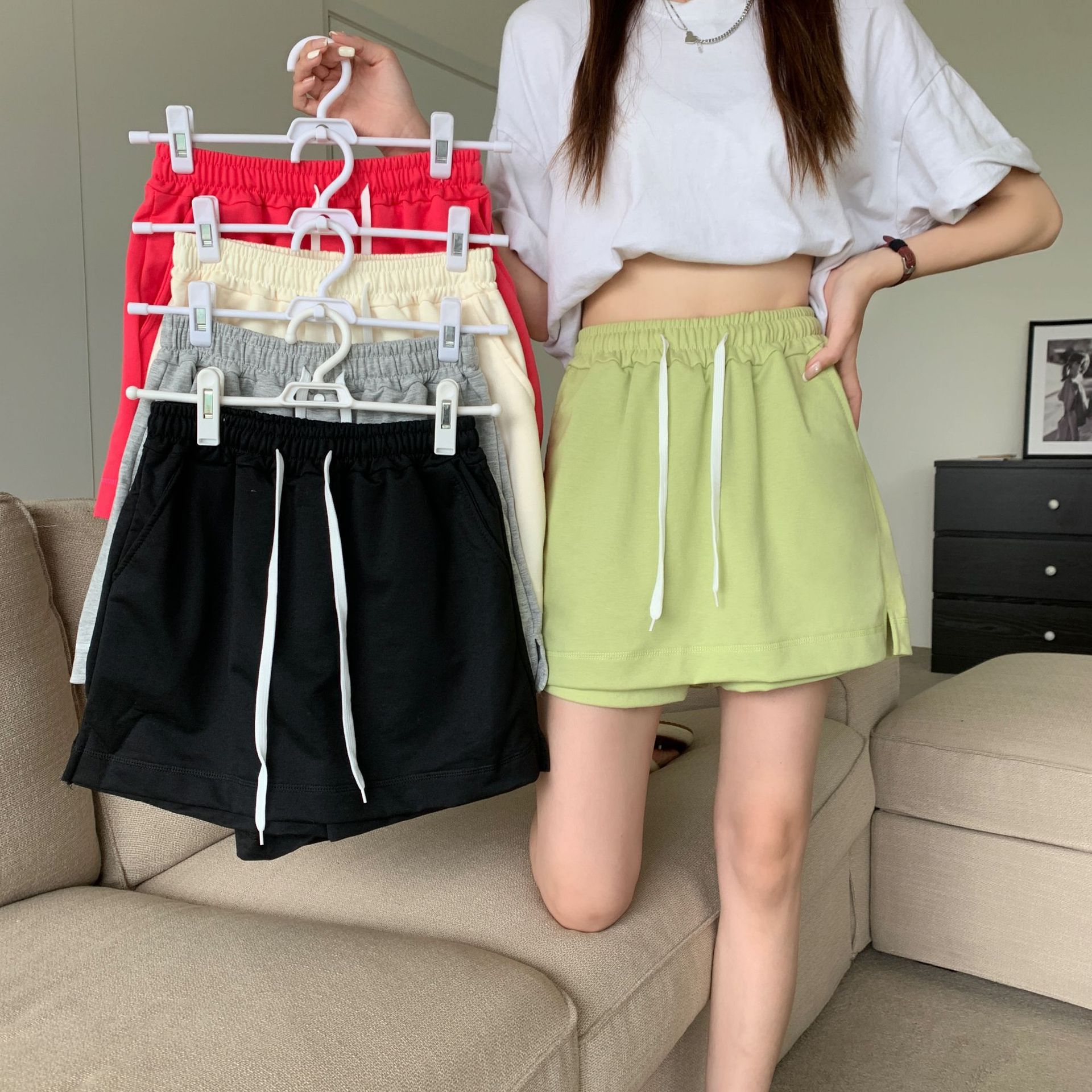 假两件运动短裤裙女夏季新款高腰修身设计感小个子百搭半身短裙裤