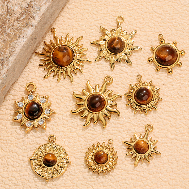 European and American Stainless Steel Tiger Eye Stone Jewelry Pendant Eight-Pointed Star Pendant High-End Natural Stone Earrings Titanium Steel Cross-Border European and American Stainless Steel Tiger Eye Stone Jewelry Pendant Eight-Pointed Star Pendant High-End Natural Stone Earrings Titanium Steel Cross-Border