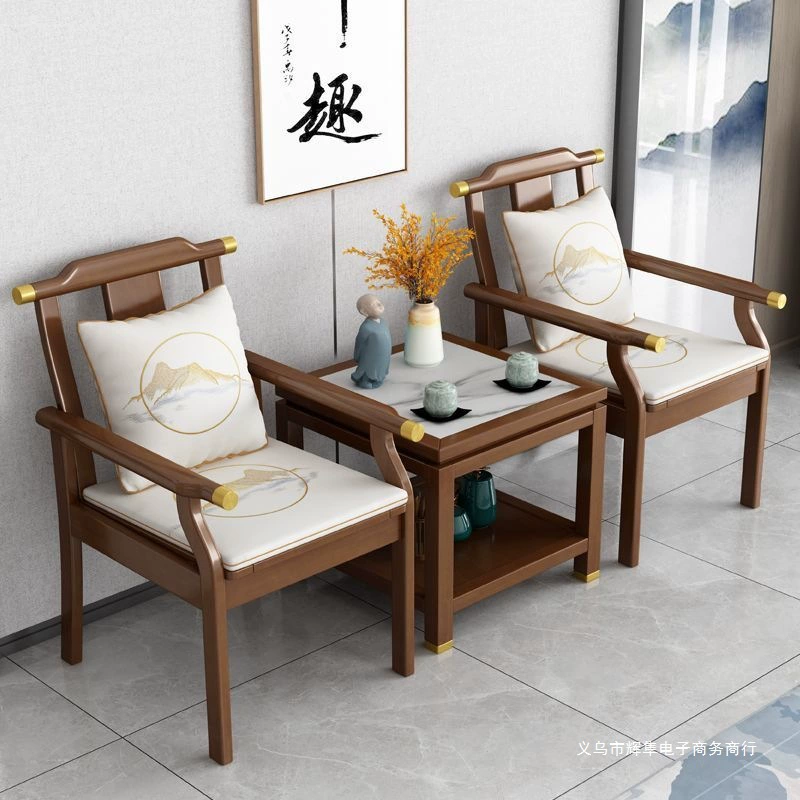 Новый комплект из трех стульев в китайском стиле Master's, кресло из массива дерева, чайный столик и стул, односпальное гостиничное кресло на балконе, кресло для отдыха.