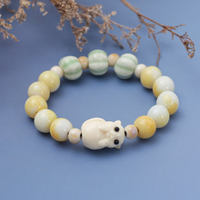 可爱小动物陶瓷手串彩色复古小清新小众设计高级感景德镇饰品批发