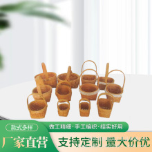 木片编织迷你小花篮插花篮鸡蛋篮儿童手提篮结婚伴手礼篮收纳篮