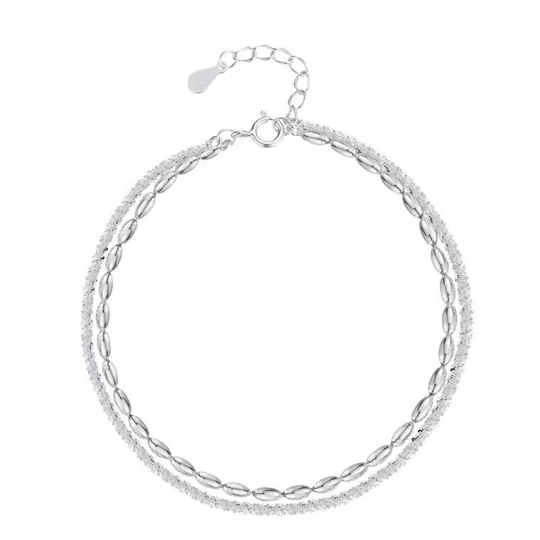 925 plata esterlina de doble capa de arroz de granos de tobillo estrella de cielo para mujeres nuevas moda nichos de alta calidad estilo versátil joyería de plata