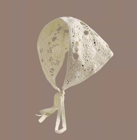 La primavera y el otoño de estilo coreano de moda de punto de ganchillo triángulo hueco bufanda femenina dulce linda chica estilo flor pañuelo de pelo banda de moda