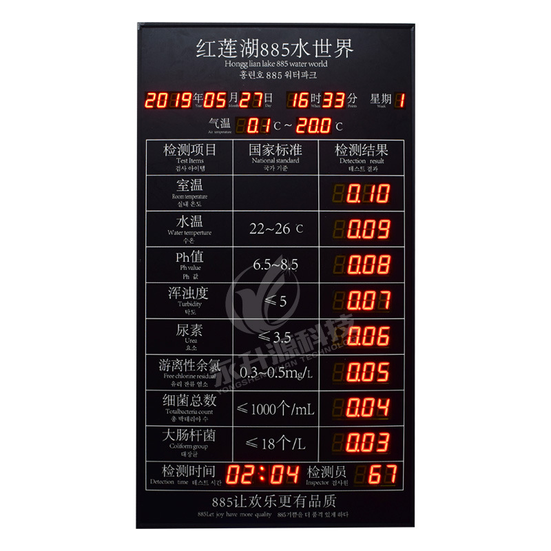 ��Ӿ�ص���ˮ�ʼ�⹫ʾLED��ʾ��ˮ��ˮ��phֵ���ݼ�⿴��