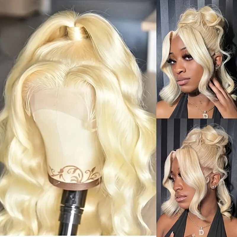 Fashion European and American women light gold big wave long curly wig hot sale front lace lace factory in stock wig Fashion European and American women light gold big wave long curly wig hot sale front lace lace factory in stock wig