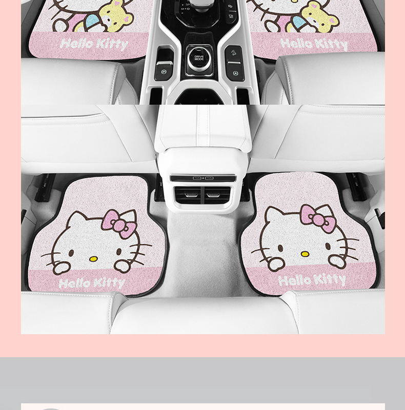 Hellokitty Car Wire Loop Floor Mat for Driver's Seat, Universal, Easy to Clean, Car Interior Carpet Mat, Protective Mat
