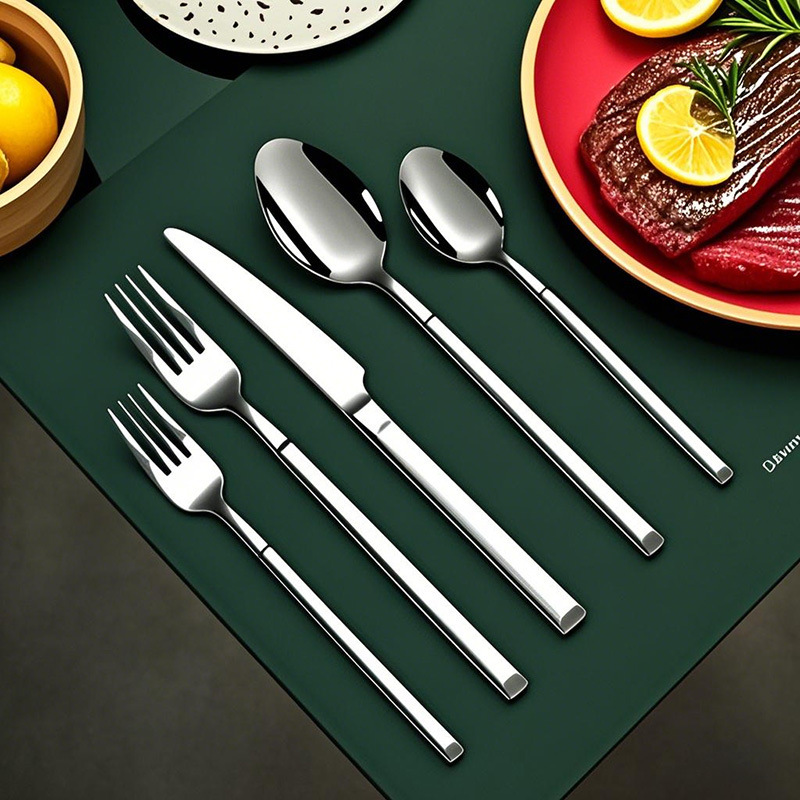 Cross-border Amazon Stainless Steel Knight Tableware suit Five-piece Set Household Long Handle Knife, Fork and Spoon Hotel Steak Knife and Fork