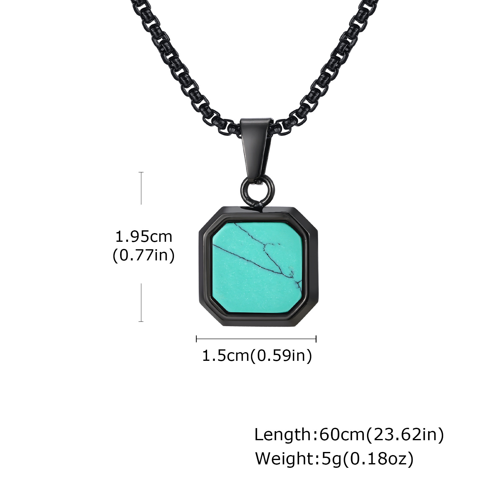 체인이 없는 블랙 터콰이즈 펜던트
