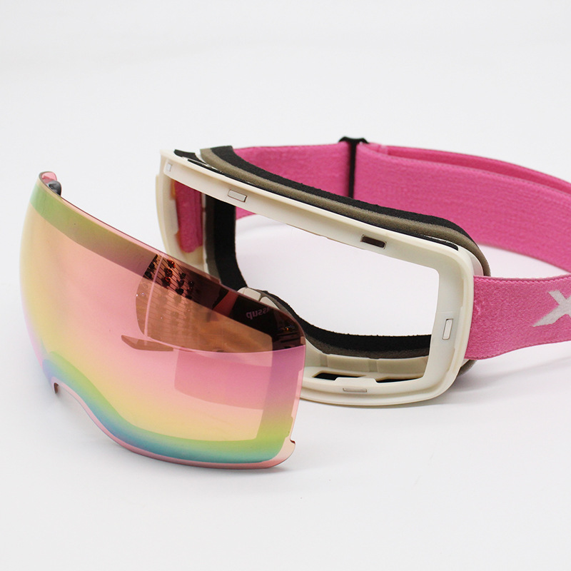 Rahmenlose sphärische magnetische Skibrille mit hochauflösendem Sichtfeld, Anti-Schnee-Blind-Outdoor-Sportausrüstung_voghion.com