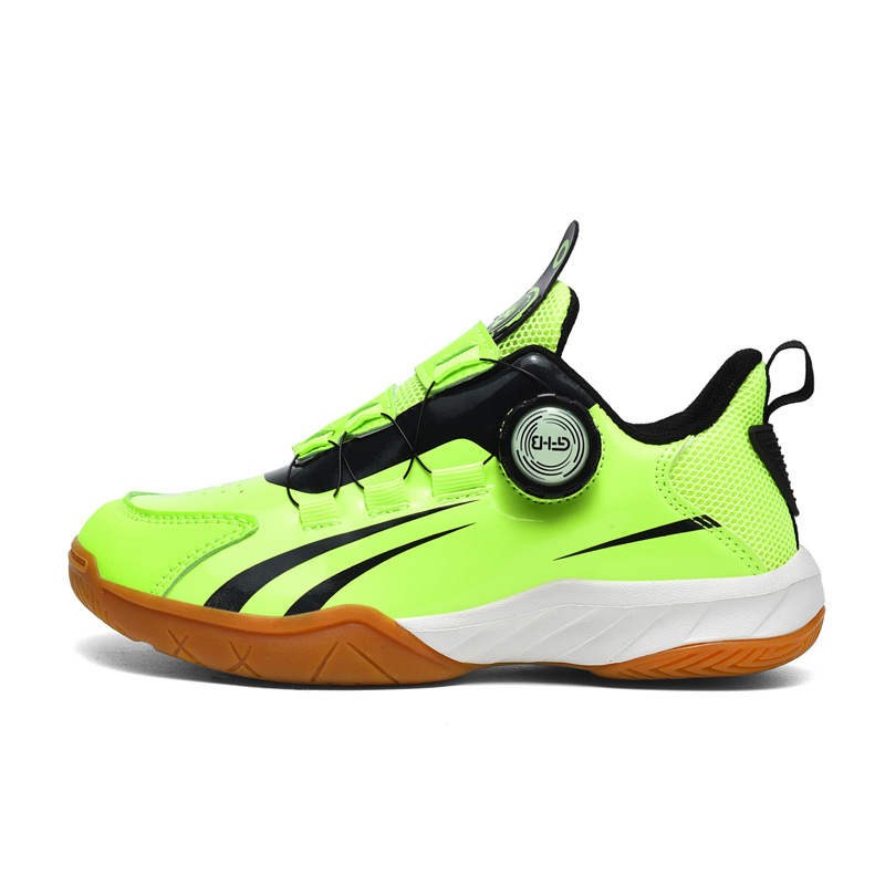 Zapatos de bádminton de botón giratorio para niños y niñas, zapatos de entrenamiento de competencia profesional, zapatos de tenis de mesa ligeros y resistentes al desgaste