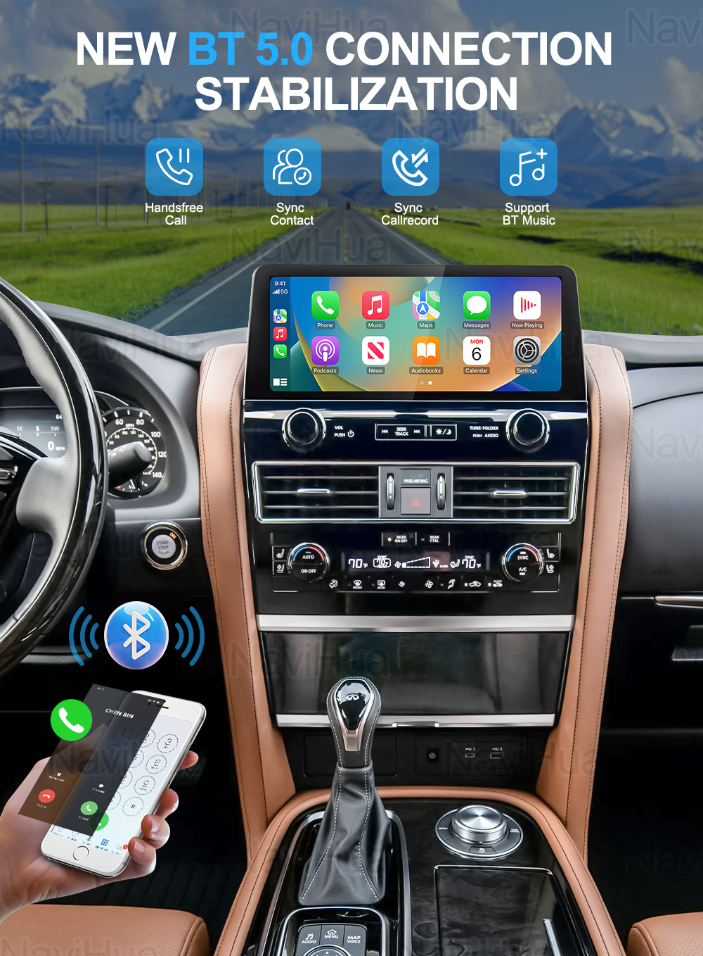Suitable for Nissan Patrol Y62 Navigation Central Control Screen Car Navigation All-In-One Reversing Image Supports Carplay