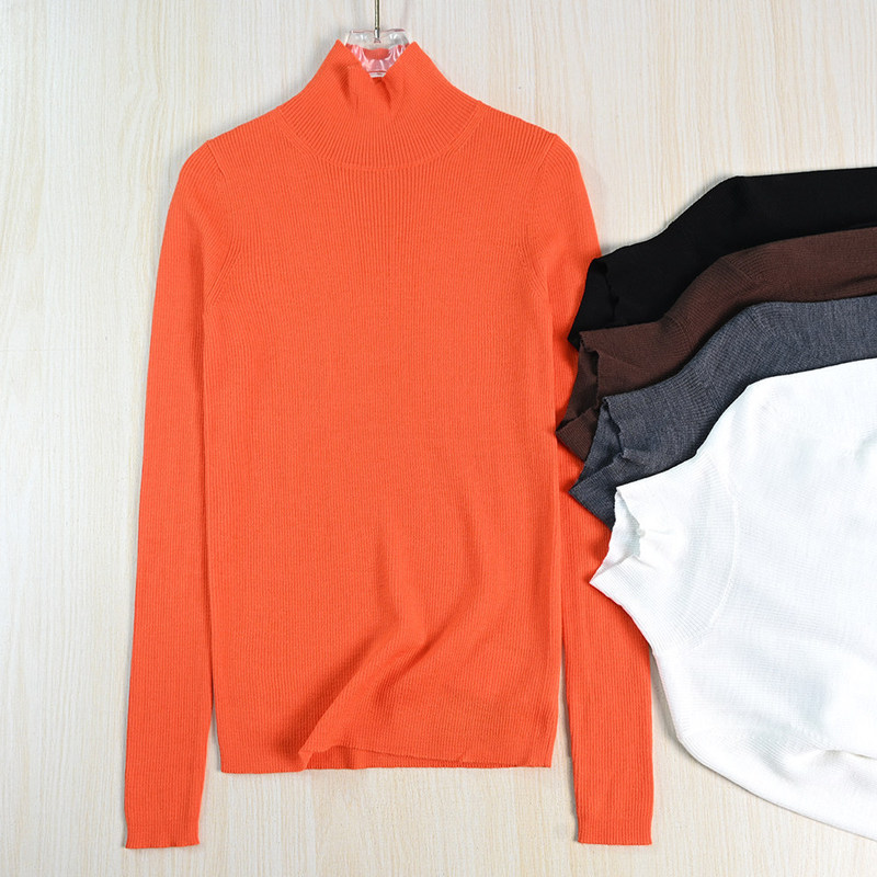 Siqi Women's Clothing 261/8 Commuting Base Layer Merino Wool Half-Turtleneck Slim Fit Long Sleeve Knit Sweater