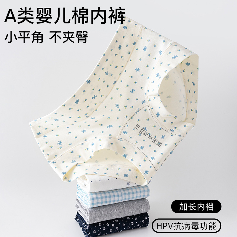 Small Square Floral Pure Cotton Underwear 10A Antibacterial Extended Crotch Cotton Boxer Briefs Large Size Underwear Women Wholesale