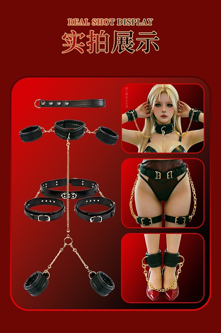 Jiuai SM Dark Night Knight Bondage Set with Leg Separator, Handcuffs and Collar — detail image 14