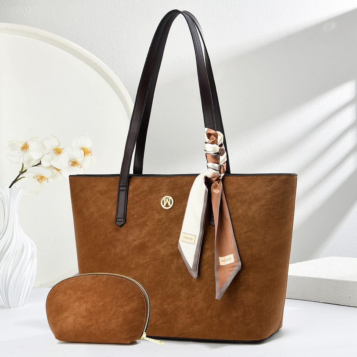 Dos piezas de paquete de bolsos de gran capacidad de invierno nuevo bolso de mano de moda de hombro mochila Totebags