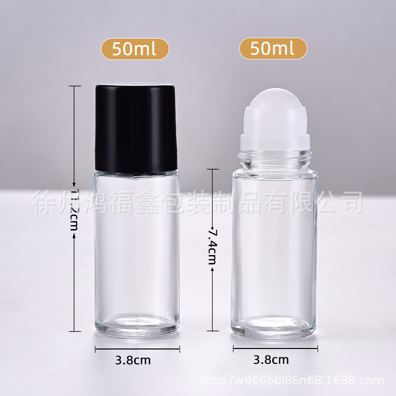 Frasco Roll-On de Vidrio Ámbar 30 ml / 50 ml con Esfera de Cristal