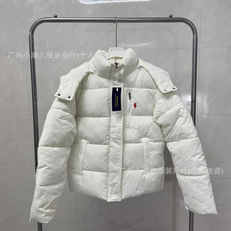 Cross-border foreign trade dropshipping: RL detachable hood thickened down cotton jacket, windproof and waterproof, couple's style trendy brand cotton jacket Cross-border foreign trade dropshipping: RL detachable hood thickened down cotton jacket, windproof and waterproof, couple's style trendy brand cotton jacket