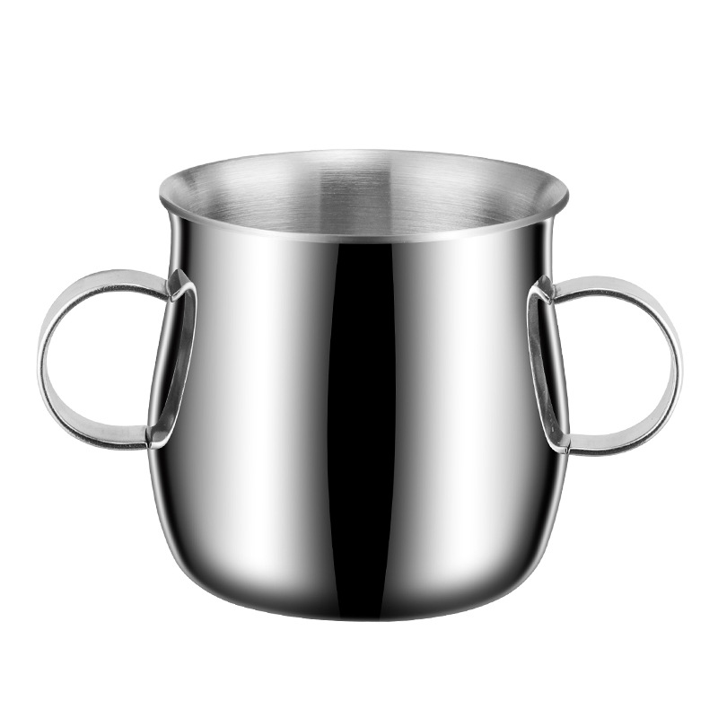 Super grueso 316 taza de desayuno de acero inoxidable taza de café taza casera taza de alimentación para bebés de doble oído