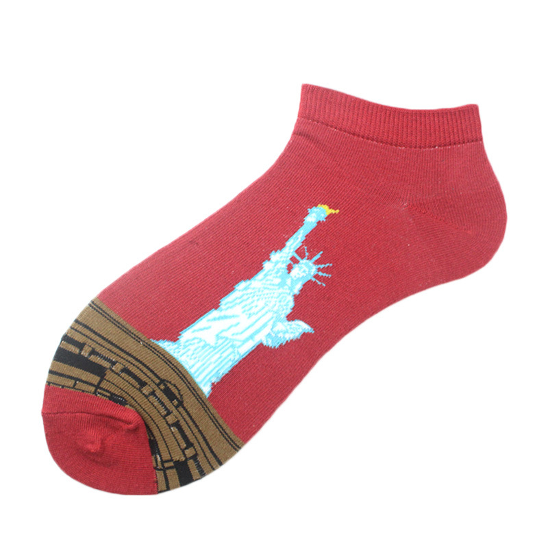 Calcetines de tobillo para hombre primavera y verano calcetines nuevos calcetines de corte bajo para mujer pintura al óleo calcetines de moda europeos y americanos ins al por mayor transpirable