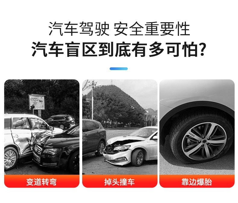 Car Reversing Mirror High-Definition Large-View Rearview Mirror Blind Spot Auxiliary Mirror Adjustable Angle Reversing Auxiliary Mirror