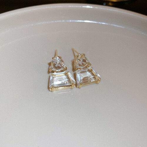 S925 silver needle Korean style exquisite earrings, simple and compact brown crystal earrings, high-end fashion accessories