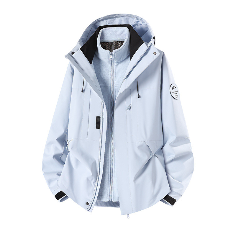 Camel-style outdoor hooded couple's 3-in-1 jacket, men's outdoor windbreaker, jacket