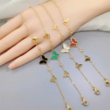 韩国白贝蝴蝶手链金色立体镂空镶钻电镀保色潮流时尚饰品厂家直批