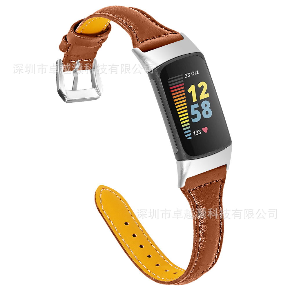 Adecuado para charge6 reloj nueva pequeña cintura en forma de T primera capa de piel de vaca charge5 correa de reloj de cuero genuino en stock