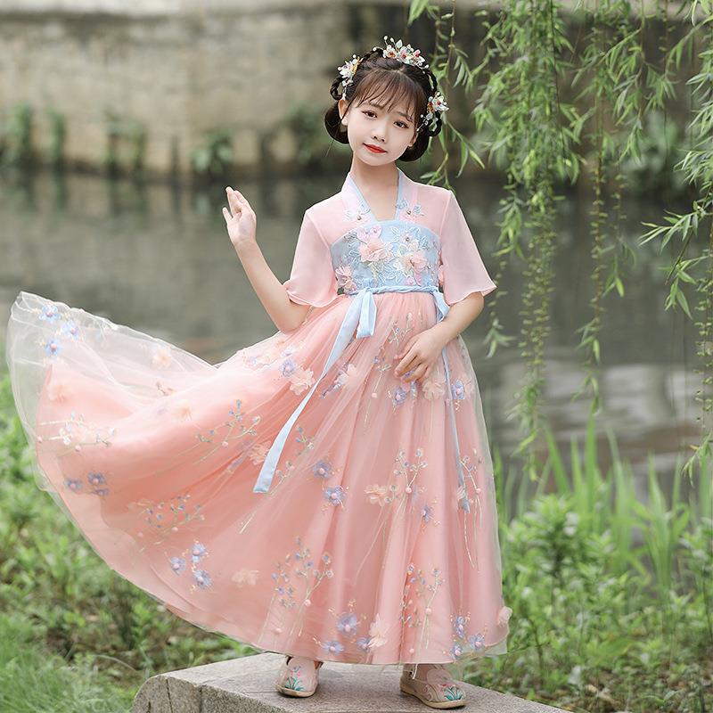 Summer Hanfu, dress, Chinese style, children's clothing