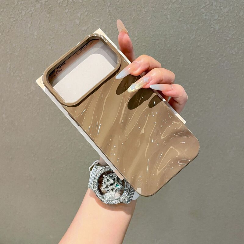 滴油光面褶皱适用iPhone17苹果手机壳16p波光水波纹13暗紫保护套|undefined