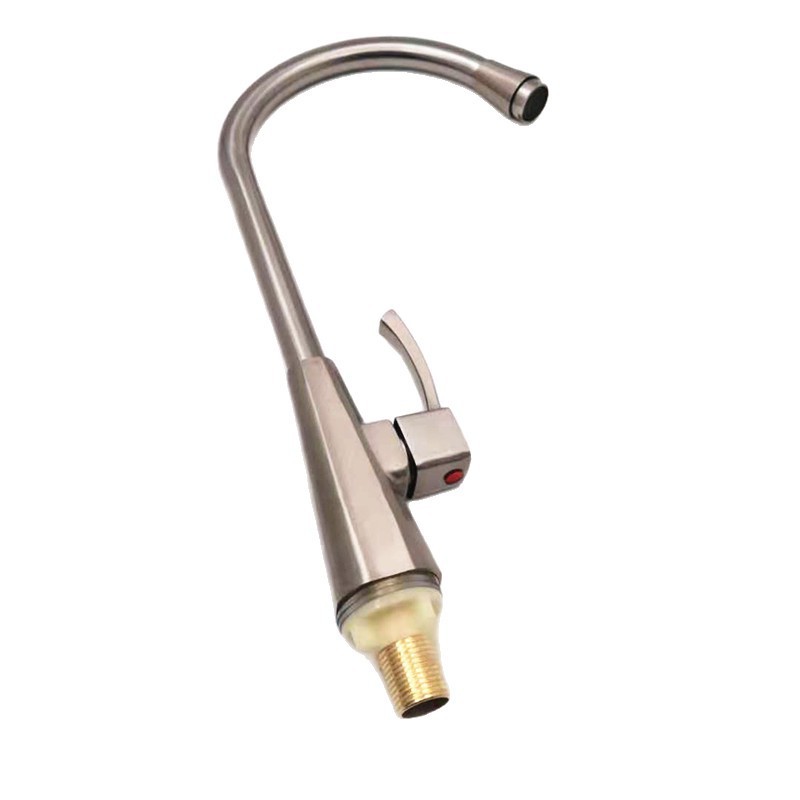 Exportación de comercio exterior 304 acero inoxidable cara de latón cilindro de grifo de agua fría simple mesa de lavabo de cocina lavabo