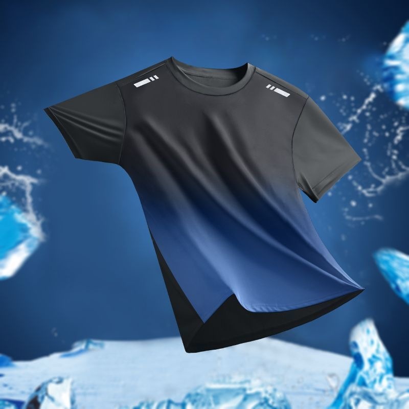 Camiseta de secado rápido de verano delgada suelta seda de hielo secado rápido mangas cortas deportivas casuales running chaqueta deportiva set hombre