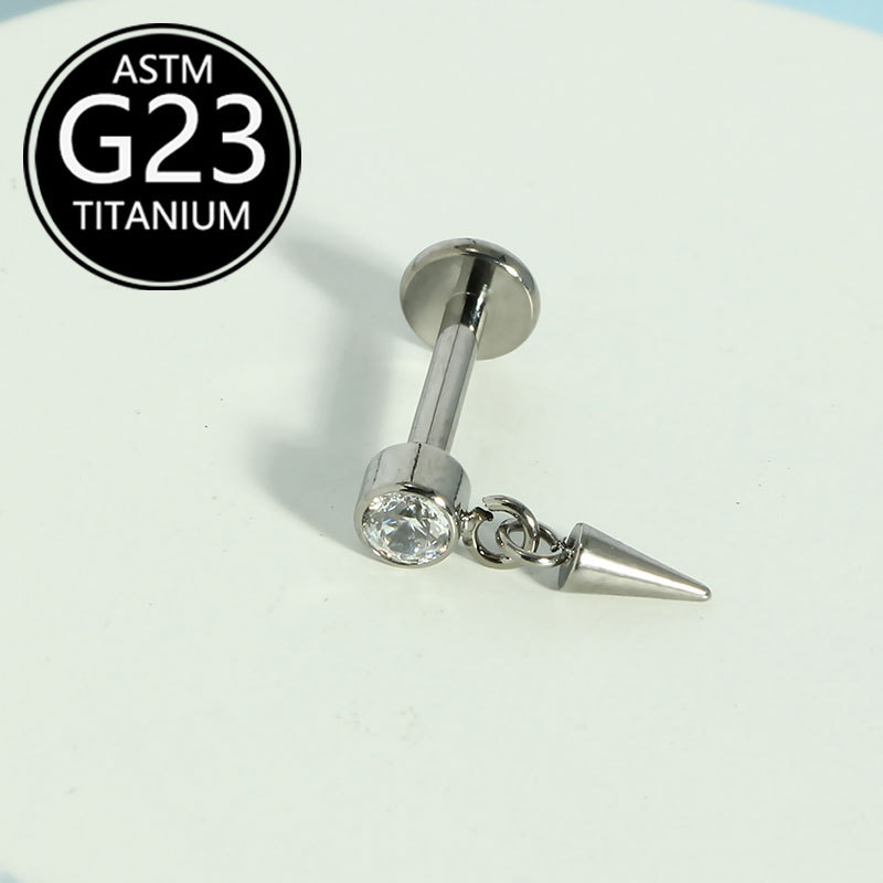 F136 Titanium 2025 New Model Piercing Earrings - Ear Bone Studs, Lip Studs, Water Drop Pointed Cone Pendants 16G detail image 6
