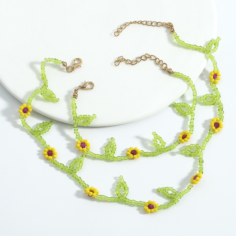 Fashion Miyuki Beads Leaf Flower Clavicle Chain Wholesale Nihaojewelry display picture 7