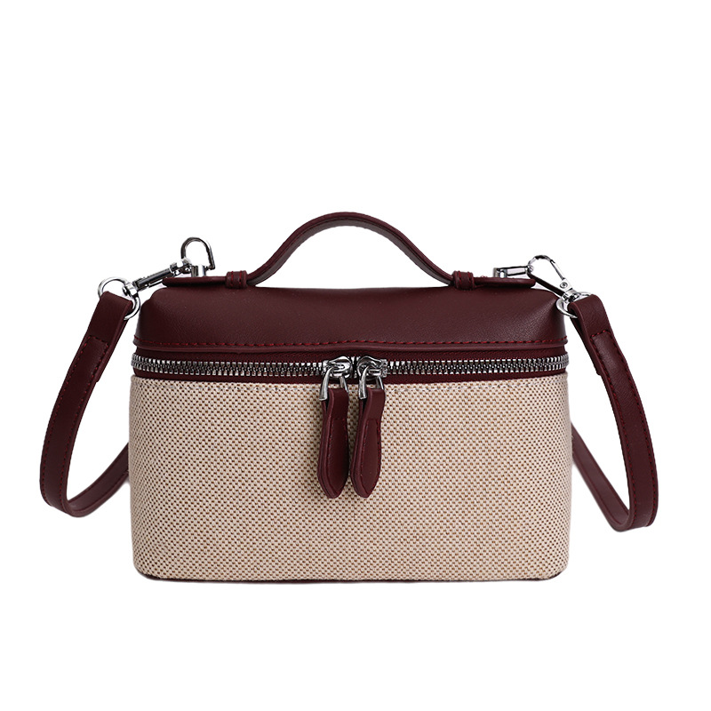 2026 cross-border nuevo retro bolso de mano casual alta textura de color contrastante empalme de moda versátil bolso de mochila