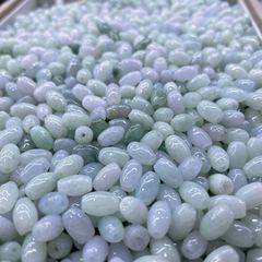 缅甸翡翠A货米珠散珠子diy手链项链玉石材料配件批发饰品隔珠配饰