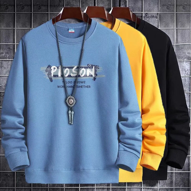 Spring and Autumn Sweater men's fashionable thickened loose round neck T-shirt undershirt plus size long sleeve top